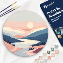 Charger l'image dans la galerie, Peinture par Numéro sur Disque en bois - Lever de soleil pastel