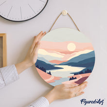 Charger l'image dans la galerie, Peinture par Numéro sur Disque en bois - Lever de soleil pastel