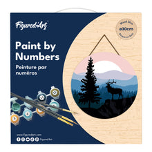 Charger l'image dans la galerie, Peinture par Numéro sur Disque en bois - Cerf majestueux et Paysage
