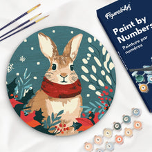 Charger l'image dans la galerie, Peinture par Numéro sur Disque en Bois - Lapin de Noël