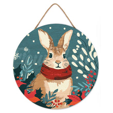 Charger l'image dans la galerie, Peinture par Numéro sur Disque en Bois - Lapin de Noël