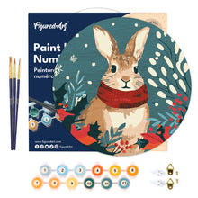 Charger l'image dans la galerie, Peinture par Numéro sur Disque en Bois - Lapin de Noël