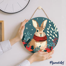 Charger l'image dans la galerie, Peinture par Numéro sur Disque en Bois - Lapin de Noël