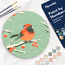 Charger l'image dans la galerie, Peinture par Numéro sur Disque en Bois - Oiseau Rouge d'Hiver