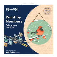 Charger l'image dans la galerie, Peinture par Numéro sur Disque en Bois - Oiseau Rouge d'Hiver