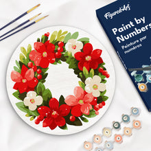Charger l'image dans la galerie, Peinture par Numéro sur Disque en Bois - Couronne de Noël Florale