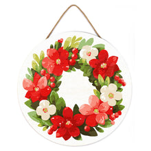 Charger l'image dans la galerie, Peinture par Numéro sur Disque en Bois - Couronne de Noël Florale