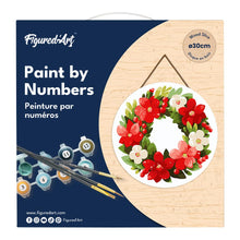 Charger l'image dans la galerie, Peinture par Numéro sur Disque en Bois - Couronne de Noël Florale