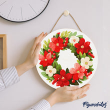 Charger l'image dans la galerie, Peinture par Numéro sur Disque en Bois - Couronne de Noël Florale