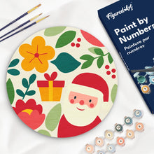 Charger l'image dans la galerie, Peinture par Numéro sur Disque en Bois - Père Noël et Fleurs