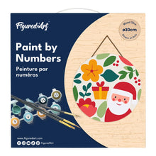Charger l'image dans la galerie, Peinture par Numéro sur Disque en Bois - Père Noël et Fleurs