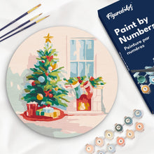 Charger l'image dans la galerie, Peinture par Numéro sur Disque en Bois - Sapin et Cheminée