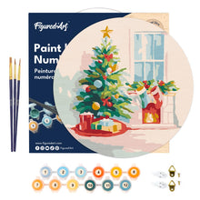 Charger l'image dans la galerie, Peinture par Numéro sur Disque en Bois - Sapin et Cheminée