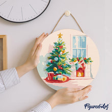 Charger l'image dans la galerie, Peinture par Numéro sur Disque en Bois - Sapin et Cheminée
