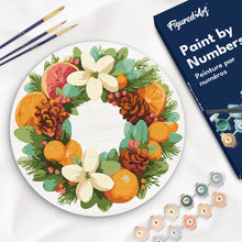 Charger l'image dans la galerie, Peinture par Numéro sur Disque en Bois - Couronne d’Agrumes et de Pin
