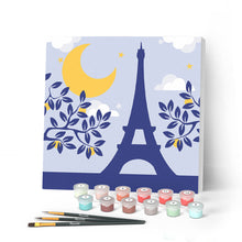Charger l'image dans la galerie, Mini Peinture par Numéros petit format 20x20cm avec cadre Paris sous la Lune