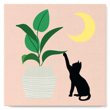 Charger l'image dans la galerie, Mini Peinture par Numéros petit format 20x20cm avec cadre Chaton et Plante au clair de Lune