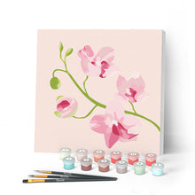 Charger l'image dans la galerie, Mini Peinture par Numéros petit format 20x20cm avec cadre Branche d'Orchidée
