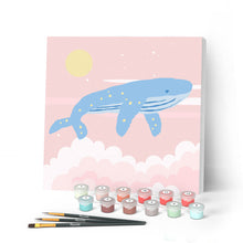 Charger l'image dans la galerie, Mini Peinture par Numéros petit format 20x20cm avec cadre Baleine à bosse