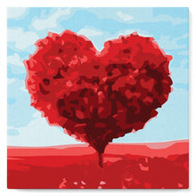 Charger l'image dans la galerie, Mini Peinture par Numéros 20x20cm avec cadre Arbre rouge Coeur