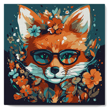 Charger l'image dans la galerie, Mini Peinture par Numéros 20x20cm avec cadre Renard Fantaisie et Fleurs