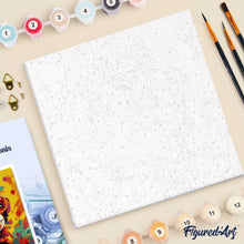 Charger l'image dans la galerie, Mini Peinture par Numéros 20x20cm avec cadre Singe Fantaisie et Fleurs