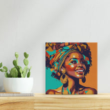 Charger l'image dans la galerie, Mini Peinture par Numéros 20x20cm avec cadre Reine Africaine Pop Art