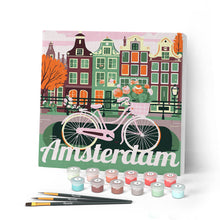Charger l'image dans la galerie, Mini Peinture par Numéros 20x20cm avec cadre Vélo à Amsterdam