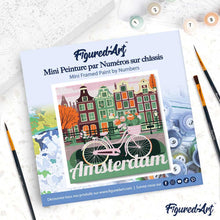 Charger l'image dans la galerie, Mini Peinture par Numéros 20x20cm avec cadre Vélo à Amsterdam