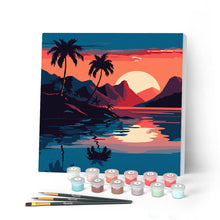 Charger l'image dans la galerie, Mini Peinture par Numéros 20x20cm avec cadre Mer et Coucher de Soleil