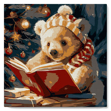Charger l'image dans la galerie, Mini Peinture par Numéros 20x20cm avec cadre Ours Mignon en train de Lire