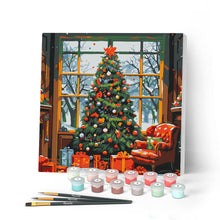 Charger l'image dans la galerie, Mini Peinture par Numéros 20x20cm avec cadre Sapin de Noël dans le Salon