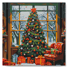 Charger l'image dans la galerie, Mini Peinture par Numéros 20x20cm avec cadre Sapin de Noël dans le Salon
