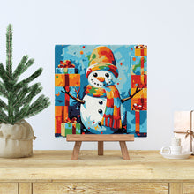 Charger l'image dans la galerie, Mini Peinture par Numéros 20x20cm avec cadre Bonhomme de Neige et Cadeaux