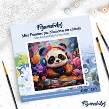 Charger l'image dans la galerie, Mini Peinture par Numéros 20x20cm avec cadre Panda fantaisie et fleurs
