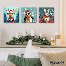Charger l'image dans la galerie, Mini Peinture par Numéros 20x20cm avec cadre Lapin de Noël