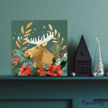 Charger l'image dans la galerie, Mini Peinture par Numéros 20x20cm avec cadre Orignal de Noël
