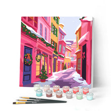 Charger l'image dans la galerie, Mini Peinture par Numéros 20x20cm avec cadre Allée de Noël colorée