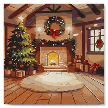 Charger l'image dans la galerie, Mini Peinture par Numéros 20x20cm avec cadre Intérieur de Noël Douillet