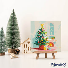 Charger l'image dans la galerie, Mini Peinture par Numéros 20x20cm avec cadre Sapin et Cheminée