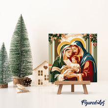 Charger l'image dans la galerie, Mini Peinture par Numéros 20x20cm avec cadre Sainte Famille