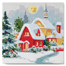 Charger l'image dans la galerie, Mini Peinture par Numéros 20x20cm avec cadre Maison Rouge en Hiver