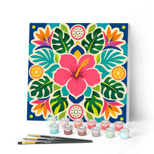 Charger l'image dans la galerie, Peinture par numéros Figured'Art Mini Peinture par Numéros 20x20cm avec cadre Mandala hibiscus
