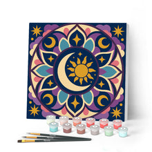 Charger l'image dans la galerie, Peinture par numéros Figured'Art Mini Peinture par Numéros 20x20cm avec cadre Mandala céleste