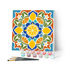 Charger l'image dans la galerie, Peinture par numéros Figured'Art Mini Peinture par Numéros 20x20cm avec cadre Mandala agrumes