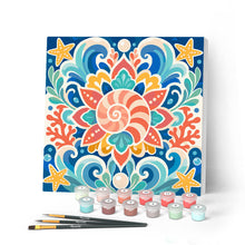 Charger l'image dans la galerie, Peinture par numéros Figured'Art Mini Peinture par Numéros 20x20cm avec cadre Mandala coquillage