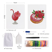 Charger l'image dans la galerie, Mini Diamond Painting 15x20cm (2 pièces) - Milkshake et Gâteau