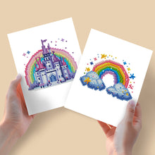 Charger l'image dans la galerie, Mini Diamond Painting 15x20cm (2 pièces) - Château et Arc-en-ciel