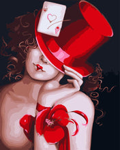 Charger l'image dans la galerie, peinture par numéros | Femme Sexy Chapeau Rouge et Carte | femmes portrait nu nouveautés intermédiaire | FiguredArt