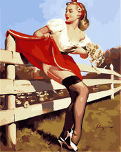 Charger l'image dans la galerie, Peinture par numéros - Pin-up Vintage et Barrière